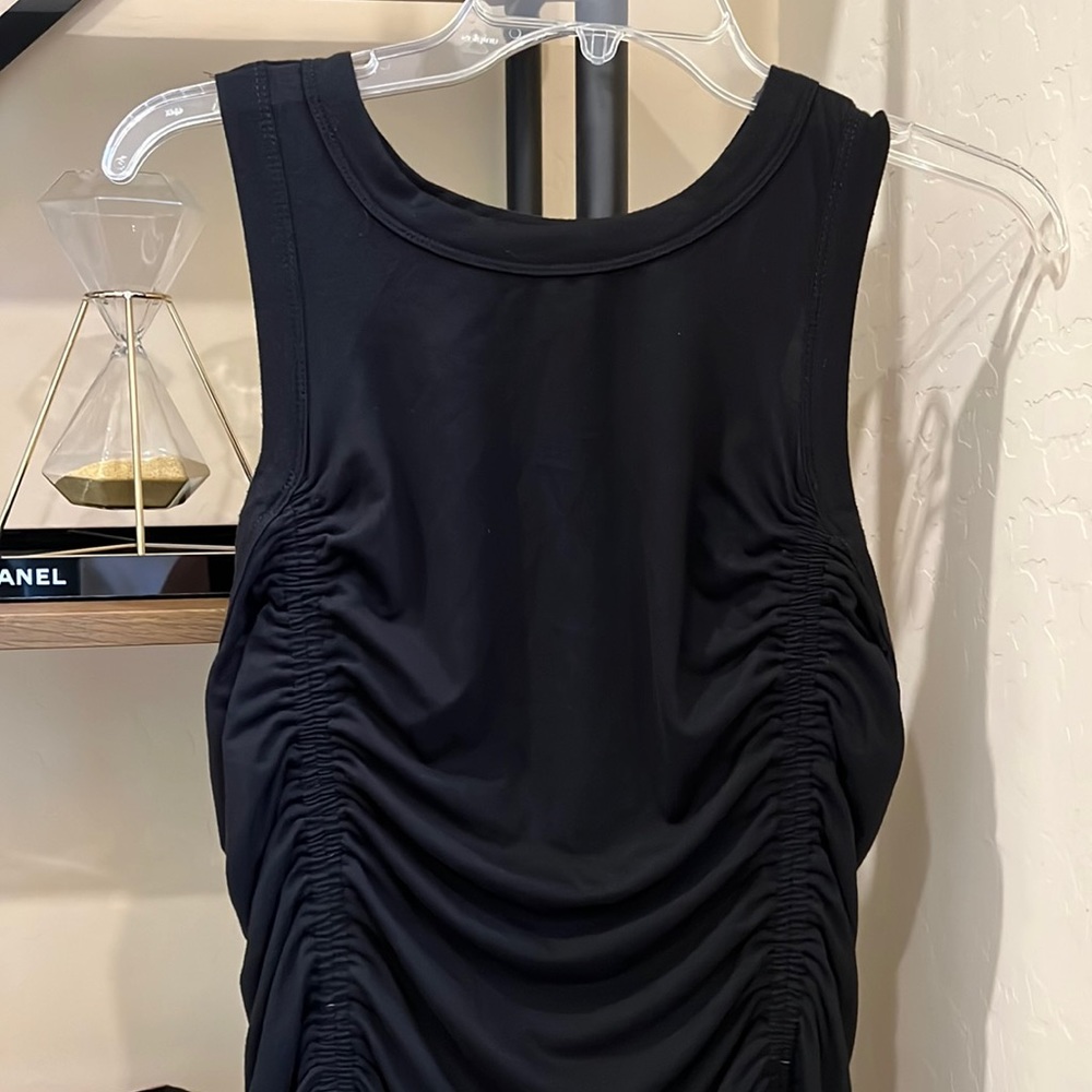 Black knit midi ruched dress NWOT - Picture 4 of 6